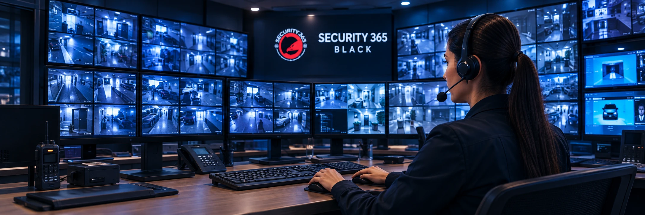 Centro de control con operadores de Security 365 Black