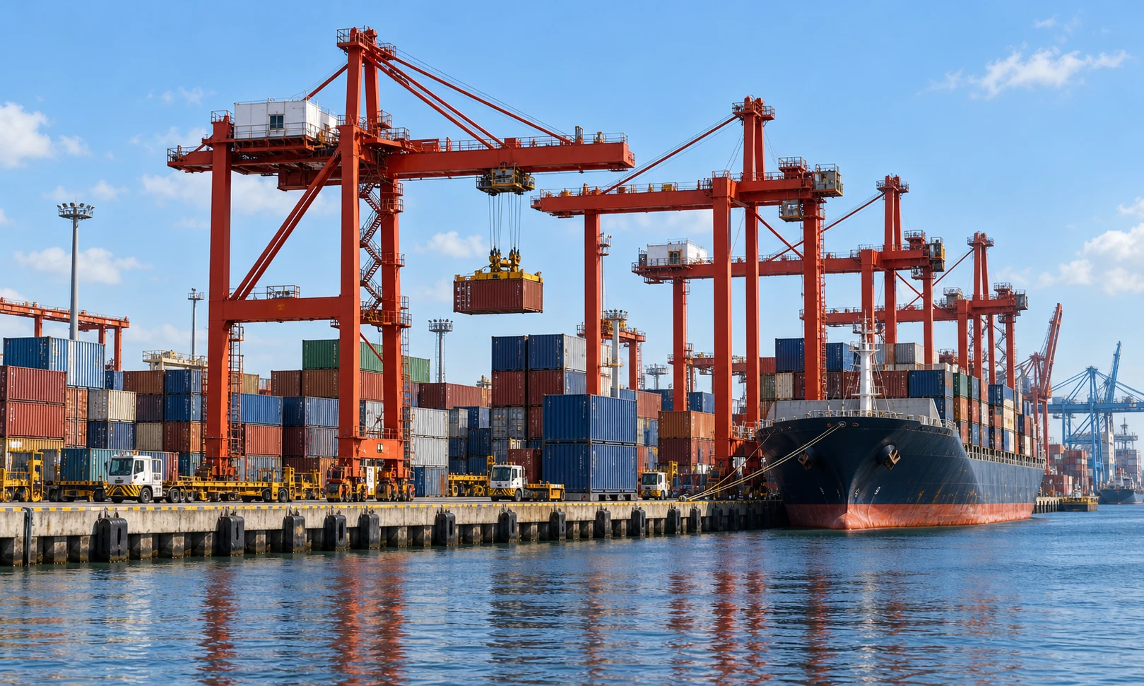 Terminal industrial con grúas y contenedores de carga