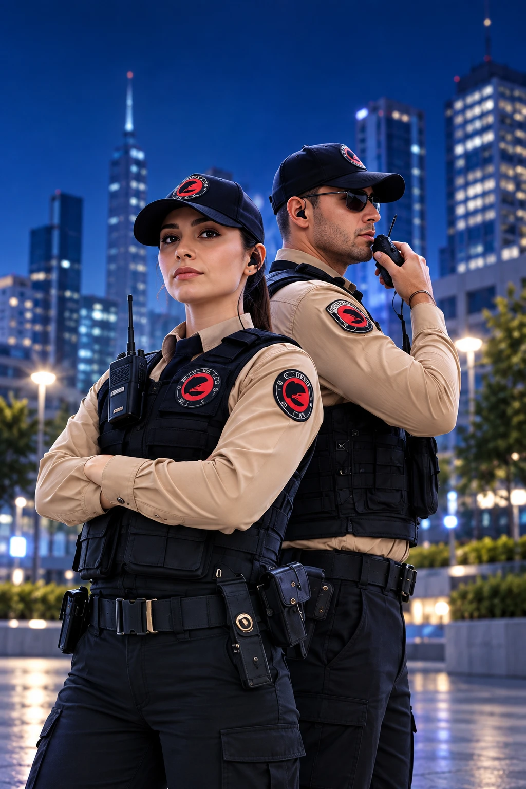 Dos agentes uniformados de Security 365 Black